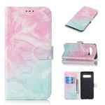 Colored Drawing Marble Pattern Horizontal Flip PU Leather Case with Holder & Card Slots & Wallet For Galaxy S10+(Pink Green)