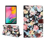 Dibase Flower Pattern Cloth Surface Horizontal Flip PC + PU Leather Case with Holder & Card Slots & Sleep / Wake-up Function For Galaxy Tab A 8.0 inch (2019) / T290 / T295(Black)