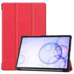 Custer Texture Horizontal Flip Leather Case with Three-folding Holder & Sleep / Wake-up Function for Galaxy Tab S6 T860 / T865(Red)