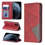 For iPhone 11 Pro Rhombus Texture Horizontal Flip Magnetic Leather Casewith Holder & Card Slots & Wallet (Red)