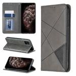 For iPhone 11 Pro Max Rhombus Texture Horizontal Flip Magnetic Leather Case with Holder & Card Slots & Wallet (Grey)