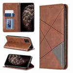 For iPhone 11 Pro Max Rhombus Texture Horizontal Flip Magnetic Leather Case with Holder & Card Slots & Wallet (Brown)