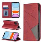 For iPhone 11 Rhombus Texture Horizontal Flip Magnetic Leather Case with Holder & Card Slots & Wallet (Red)