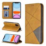 For iPhone 11 Rhombus Texture Horizontal Flip Magnetic Leather Case with Holder & Card Slots & Wallet (Yellow)