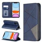 For iPhone 11 Rhombus Texture Horizontal Flip Magnetic Leather Case with Holder & Card Slots & Wallet (Blue)