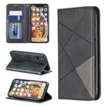 For iPhone X / XS Rhombus Texture Horizontal Flip Magnetic Leather Case with Holder & Card Slots & Wallet(Black)