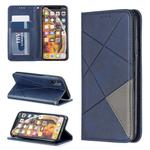 For iPhone X / XS Rhombus Texture Horizontal Flip Magnetic Leather Case with Holder & Card Slots & Wallet(Blue)