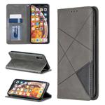 For iPhone XS Max Rhombus Texture Horizontal Flip Magnetic Leather Case with Holder & Card Slots & Wallet(Grey)