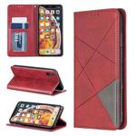 For iPhone XS Max Rhombus Texture Horizontal Flip Magnetic Leather Case with Holder & Card Slots & Wallet(Red)