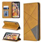 For iPhone XS Max Rhombus Texture Horizontal Flip Magnetic Leather Case with Holder & Card Slots & Wallet(Yellow)
