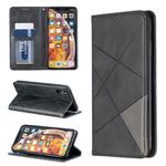 For iPhone XS Max Rhombus Texture Horizontal Flip Magnetic Leather Case with Holder & Card Slots & Wallet(Black)