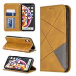 For iPhone XR Rhombus Texture Horizontal Flip Magnetic Leather Case with Holder & Card Slots & Wallet(Yellow)