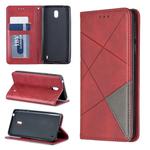 Rhombus Texture Horizontal Flip Magnetic Leather Case with Holder & Card Slots & Wallet For Nokia 1 Plus(Red)