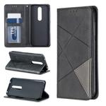 Rhombus Texture Horizontal Flip Magnetic Leather Case with Holder & Card Slots & Wallet For Nokia 4.2(Black)