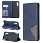 Rhombus Texture Horizontal Flip Magnetic Leather Case with Holder & Card Slots & Wallet For Galaxy Note10(Blue)