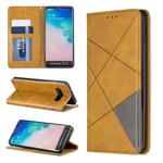 Rhombus Texture Horizontal Flip Magnetic Leather Case with Holder & Card Slots & Wallet For Galaxy S10(Yellow)