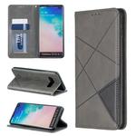 Rhombus Texture Horizontal Flip Magnetic Leather Case with Holder & Card Slots & Wallet For Galaxy S10+(Grey)