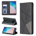 Rhombus Texture Horizontal Flip Magnetic Leather Case with Holder & Card Slots & Wallet For Galaxy S10+(Black)