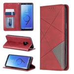 Rhombus Texture Horizontal Flip Magnetic Leather Case with Holder & Card Slots & Wallet For Galaxy S9(Red)