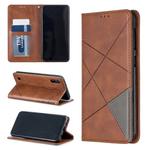 Rhombus Texture Horizontal Flip Magnetic Leather Case with Holder & Card Slots & Wallet For Galaxy A10 / M10(Brown)