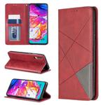 Rhombus Texture Horizontal Flip Magnetic Leather Case with Holder & Card Slots For Galaxy A70(Red)