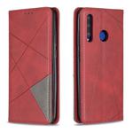 Rhombus Texture Horizontal Flip Magnetic Leather Case with Holder & Card Slots For Huawei P Smart+ 2019 / Honor 10i (Honor 20 lite)(Red)