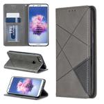 Rhombus Texture Horizontal Flip Magnetic Leather Case with Holder & Card Slots For Huawei P Smart (Enjoy 7S)(Grey)