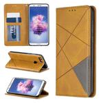 Rhombus Texture Horizontal Flip Magnetic Leather Case with Holder & Card Slots For Huawei P Smart (Enjoy 7S)(Yellow)