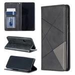 Rhombus Texture Horizontal Flip Magnetic Leather Case with Holder & Card Slots For Huawei P30(Black)