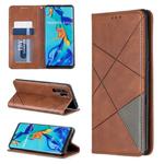 Rhombus Texture Horizontal Flip Magnetic Leather Case with Holder & Card Slots For Huawei P30 Pro(Brown)