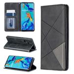 Rhombus Texture Horizontal Flip Magnetic Leather Case with Holder & Card Slots For Huawei P30 Pro(Black)