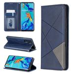 Rhombus Texture Horizontal Flip Magnetic Leather Case with Holder & Card Slots For Huawei P30 Pro(Blue)