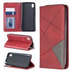 Rhombus Texture Horizontal Flip Magnetic Leather Case with Holder & Card Slots For Huawei Y5 (2019) / Honor 8S(Red)