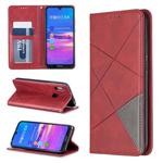 Rhombus Texture Horizontal Flip Magnetic Leather Case with Holder & Card Slots For Huawei Y6 (2019) / Honor Play 8A(Red)