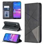 Rhombus Texture Horizontal Flip Magnetic Leather Case with Holder & Card Slots For Huawei Y6 (2019) / Honor Play 8A(Black)