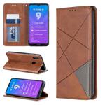 Rhombus Texture Horizontal Flip Magnetic Leather Case with Holder & Card Slots For Huawei Y7 (2019) / Y7 Prime (2019)(Brown)