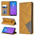 Rhombus Texture Horizontal Flip Magnetic Leather Case with Holder & Card Slots For Huawei Y7 (2019) / Y7 Prime (2019)(Yellow)