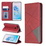 Rhombus Texture Horizontal Flip Magnetic Leather Case with Holder & Card Slots For Huawei Honor 7A / Y6 (2018)(Red)