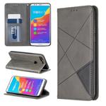 Rhombus Texture Horizontal Flip Magnetic Leather Case with Holder & Card Slots For Huawei Honor 7C / Y7 (2018)(Grey)