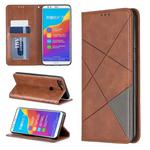 Rhombus Texture Horizontal Flip Magnetic Leather Case with Holder & Card Slots For Huawei Honor 7C / Y7 (2018)(Brown)