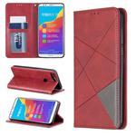 Rhombus Texture Horizontal Flip Magnetic Leather Case with Holder & Card Slots For Huawei Honor 7C / Y7 (2018)(Red)