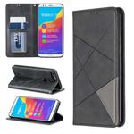 Rhombus Texture Horizontal Flip Magnetic Leather Case with Holder & Card Slots For Huawei Honor 7C / Y7 (2018)(Black)