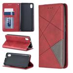 Rhombus Texture Horizontal Flip Magnetic Leather Case with Holder & Card Slots For Xiaomi Redmi 7A(Red)