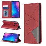 Rhombus Texture Horizontal Flip Magnetic Leather Case with Holder & Card Slots For Xiaomi Redmi Note 7(Red)