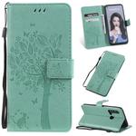 Tree & Cat Pattern Pressed Printing Horizontal Flip PU Leather Case with Holder & Card Slots & Wallet & Lanyard For Huawei P20 Lite 2019 / Nova 5i(Green)