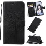 Tree & Cat Pattern Pressed Printing Horizontal Flip PU Leather Case with Holder & Card Slots & Wallet & Lanyard For Huawei P20 Lite 2019 / Nova 5i(Black)