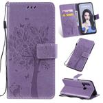 Tree & Cat Pattern Pressed Printing Horizontal Flip PU Leather Case with Holder & Card Slots & Wallet & Lanyard For Huawei P20 Lite 2019 / Nova 5i(Light Purple)