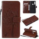 Tree & Cat Pattern Pressed Printing Horizontal Flip PU Leather Case with Holder & Card Slots & Wallet & Lanyard For Huawei P Smart Z / Y9 Prime 2019(Brown)