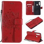 Tree & Cat Pattern Pressed Printing Horizontal Flip PU Leather Case with Holder & Card Slots & Wallet & Lanyard For Huawei P Smart Z / Y9 Prime 2019(Red)