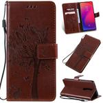 Tree & Cat Pattern Pressed Printing Horizontal Flip PU Leather Case with Holder & Card Slots & Wallet & Lanyard For Xiaomi Mi 9T & Mi 9T Pro & Redmi K20 & K20 Pro(Brown)